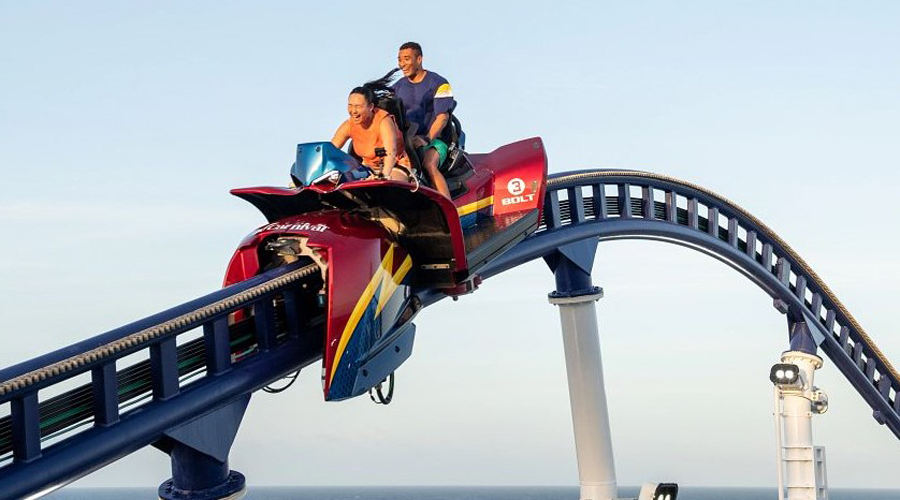 family on roller coaster
